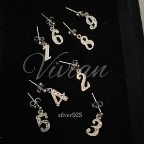 ナンバーピアスSilver925 片耳ピアス 数字