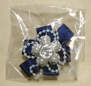  new goods corsage dark blue ribbon silver color. flower fake pearl rhinestone pa- ruby z clip + pin brooch clothes . to attach accessory 