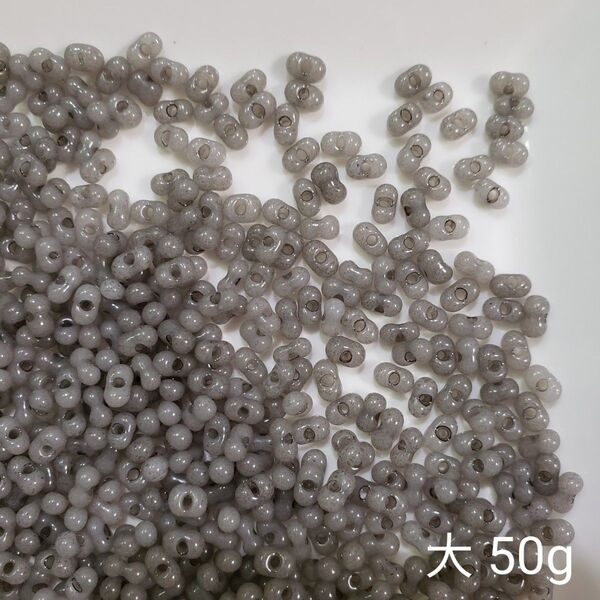 チェコビーズ ファルファーレ 大 約3.2x6.5mm 50g グレー