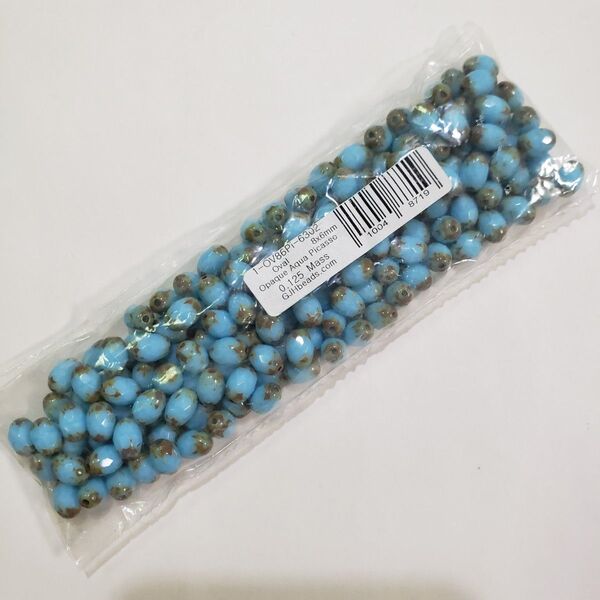 チェコビーズ 8×6mm 約50g オペックアクアピカソ
