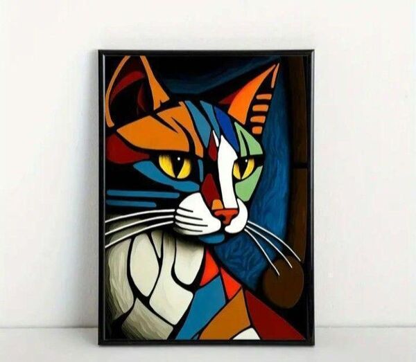 ピカソ抽象画 猫絵画 抽象画 アート60×40cm キャンバスアートフレーム無し