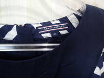 ★トミーヒルフィガー/TOMMY HILFIGER 140cm★紺色ボーダー半袖ワンピース（ウエスト取り外しリボン付・裏地有り）ｔ1336_画像2