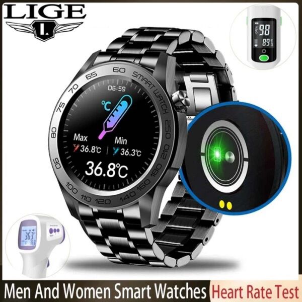 LIGE スマートウォッチ 高画質 ECG 心拍 血圧 コネクテッドウォッチ 腕時計 防水
