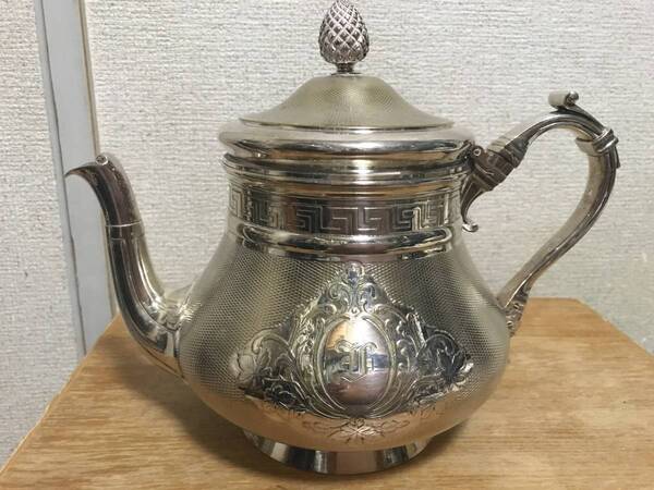 クリストフル 大型ケトル ( Christofle ) 約 高さ21.5cm 幅25cm 1085g ポット ティー 紅茶 シルバープレート