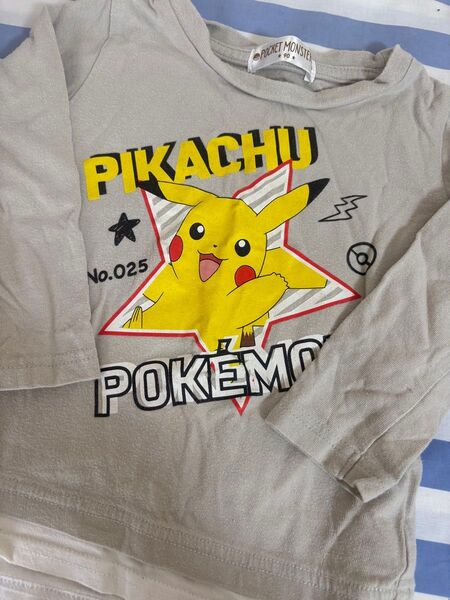 ポケットモンスター ピカチュウ 長袖Tシャツ 90 グレー