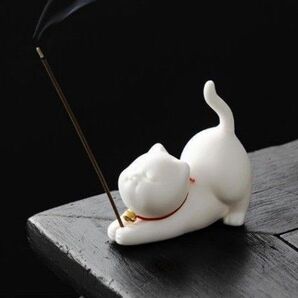 インセンスホルダー猫お香立て香炉線香立ておしゃれ空間陶器