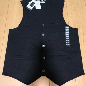 【新品未使用】ジレ 前開き ベスト ニット ウォッシャブル 黒 無地 GIM AOKI