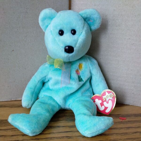TY ビーニーベイビーズ BEANIE BABY ぬいぐるみ ベア くま Ariel アリエル 水色 お花