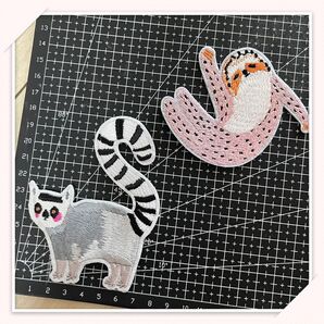 MS01 刺繍アイロンワッペン 2枚 森の動物