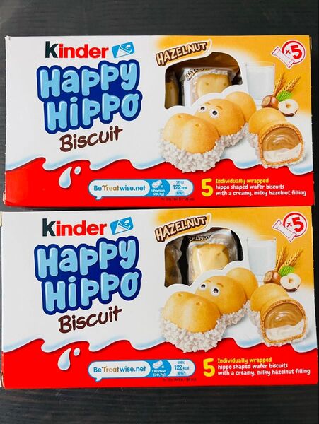 kinder happy hippo HAZELNUT ハッピーヒッポ ビスケット ホワイト個包装 5個入り/2箱
