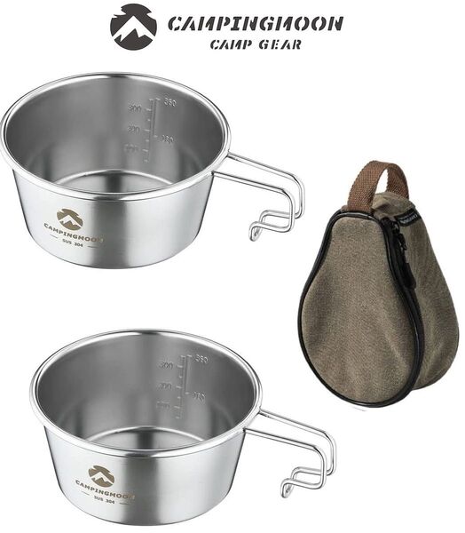 ★CAMPING MOON★キャンピングムーン★ステンレス シェラカップ★深型360ml★2点・ケース★S-360-2P+B★