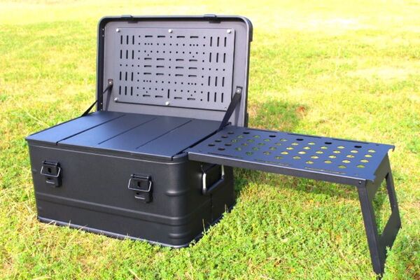 マットブラック スタッキング アルミコンテナボックス カスタムフルセット50L スタッキングアルミコンテナテーブル アウトドア収納