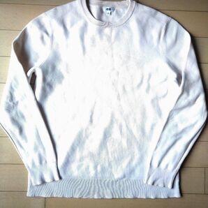 UNIQLO 白 長袖クルーネック プルオーバー XL 洗濯可