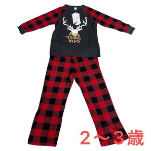 AnsenSUN パジャマ 上下セット 2〜3歳 チェック メリークリスマス