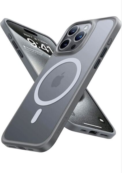 TORRAS iPhone 15 pro 用 ケース 半透明 マグネット搭載 耐衝撃 Guardian-Mag ホワイトグレー