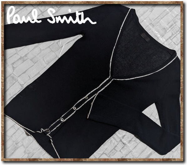 ☆Paul Smith BLACK ポールスミス リボン付きニットカーディガン 濃紺☆難あり