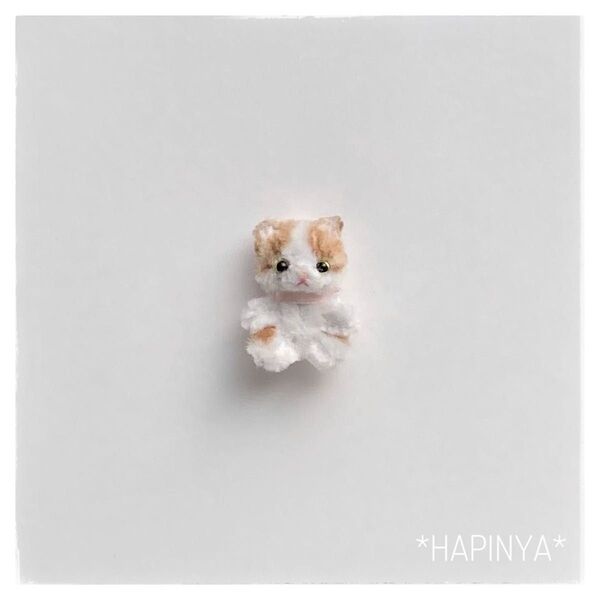 モールアート ミルクティー色の猫 ハンドメイドミニチュアぬいぐるみ