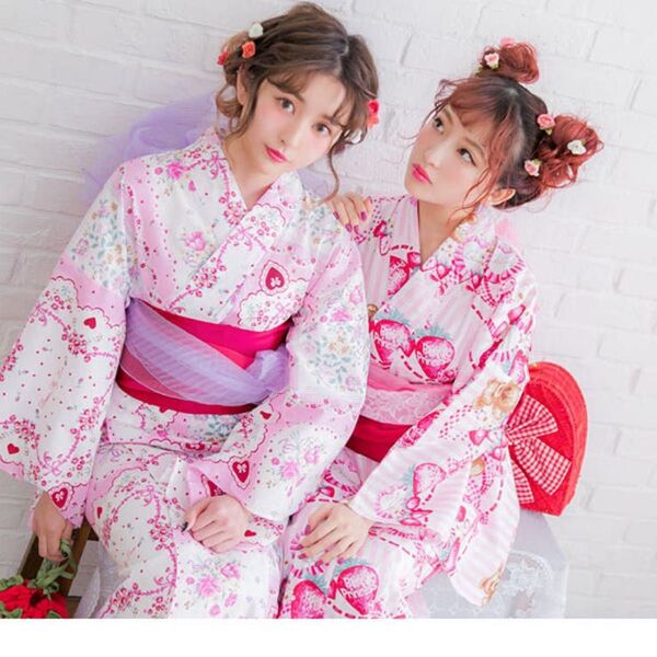 夢展望 dearmylove 浴衣 ハンカチーフ柄 フラワー ピンク 和服