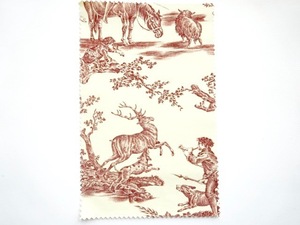 日本未発売 toile de jouy トワルドジュイ柄 生地 きなり チョコ 鹿 ロココ 19世紀 マリーアントワネット 新品 フランス製 カルトナージュ8