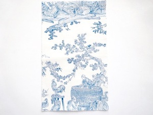 日本未発売 toile de jouy トワルドジュイ柄 生地 白 青 鳥 ロココ調 19世紀伝統 マリーアントワネット 新品 フランス製 カルトナージュ 18