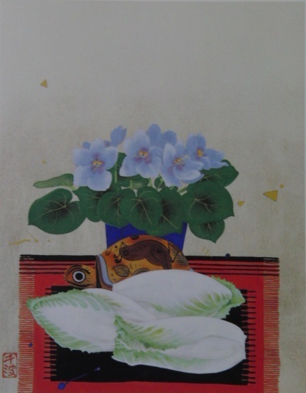 Chinami Nakajima, Chou chinois et fleurs, Le plat du jour, Livre d'art rare, Tout neuf avec un cadre de haute qualité, frais de port inclus, l'IAFA, Peinture, Peinture à l'huile, Nature morte