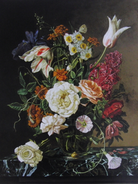 Manhan Tamaari 花卉静物, 来自一本罕见的艺术书籍, 良好的条件, 全新高品质带框, 免运费, 扇子, 绘画, 油画, 静物画