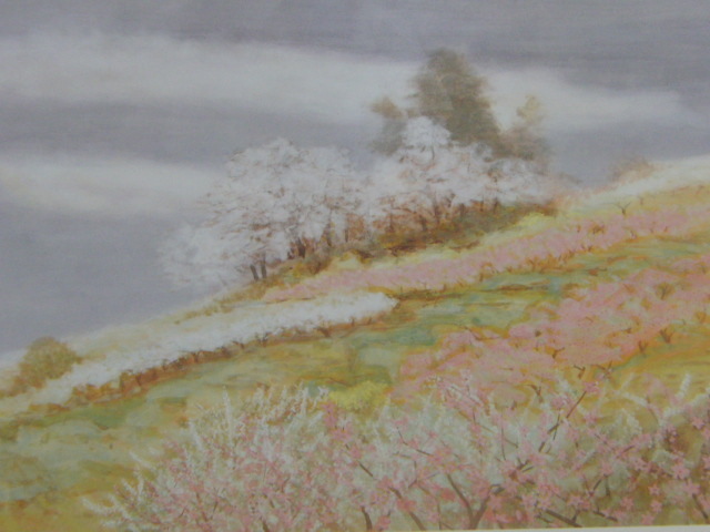 Hirohiko Hiraiwa, [Spring Hill], From a rare collection of framing art, New frame included, In good condition, postage included, Painting, Oil painting, Nature, Landscape painting