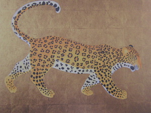 Art hand Auction Junji Kawashima, [Leopard Walkin' II], From a rare collection of framing art, New frame included, In good condition, postage included, Painting, Oil painting, Animal paintings