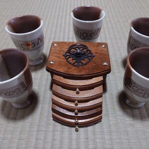 引き出し コースター カップ 5セット アンティーク