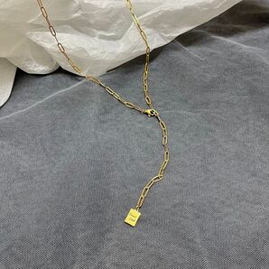 サージカルステンレスy字ロングネックレス Goodluck