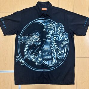 和柄アートシャツ ドラゴン・虎