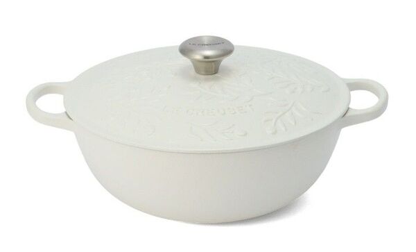 【新品】LE CREUSET マルミット オリーブブランチレリーフ 28cm コットン
