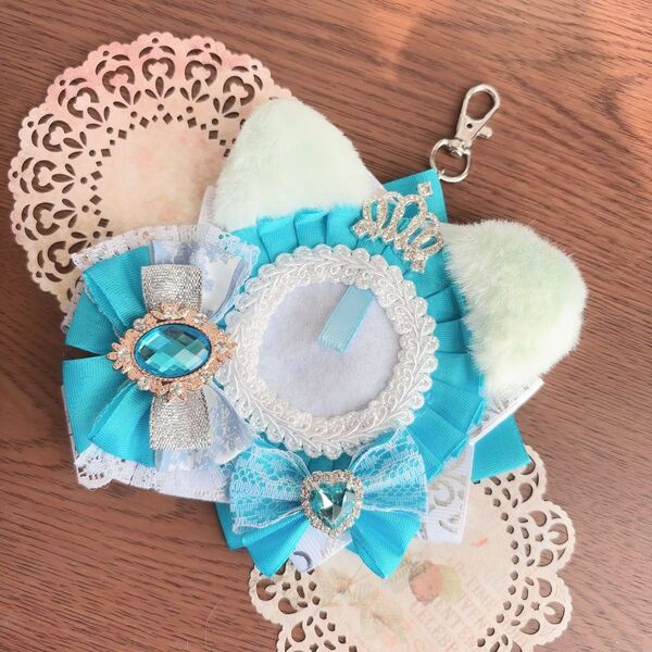 痛ロゼット 猫耳 くま耳 ハンドメイド ガーリー 量産 地雷 白 水色 ロゼット 王冠 即購入○