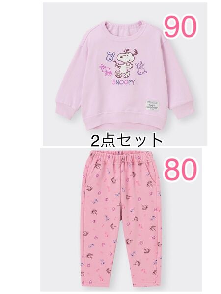 GU BABY カンタンスウェットプルオーバー Peanuts サマナルパンツ(10分丈) スヌーピー トレーナー