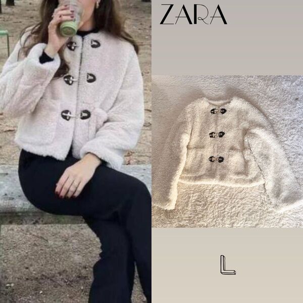 ZARA フェイクボア トグル ジャケット