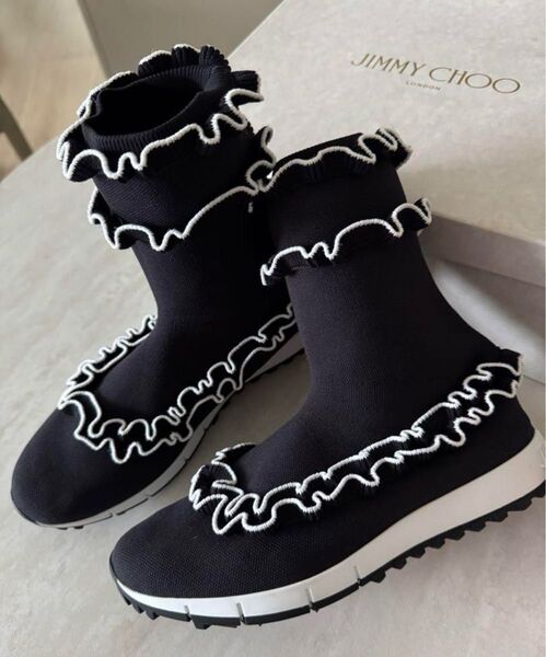 新品同様◎JIMMY CHOO ジミーチュウ フリルソックスブーツ
