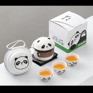 パンダ 茶器 セット ちゃき 高級感 可愛い 持ち運び便利 携帯 アウター 磁器 プレゼント