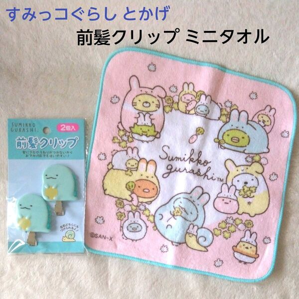 すみっコぐらし とかげ 前髪クリップ 2個入り ミニタオル