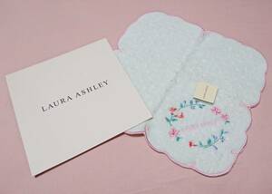 ⑪タグ付き新品★LAURA ASHLEY★ローラアシュレイ★フラワー刺繍タオルハンカチ★希望があればギフトラッピング用のブランド専用袋も付属可