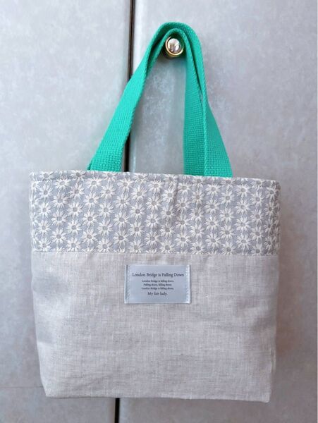 ハンドメイド 花柄レース ミニトートバッグ