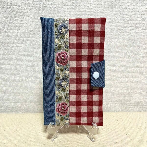 多機能ポーチ マルチケース お薬手帳入れ 母子手帳入れ 通帳入れ 刺繍リボン ハンドメイド