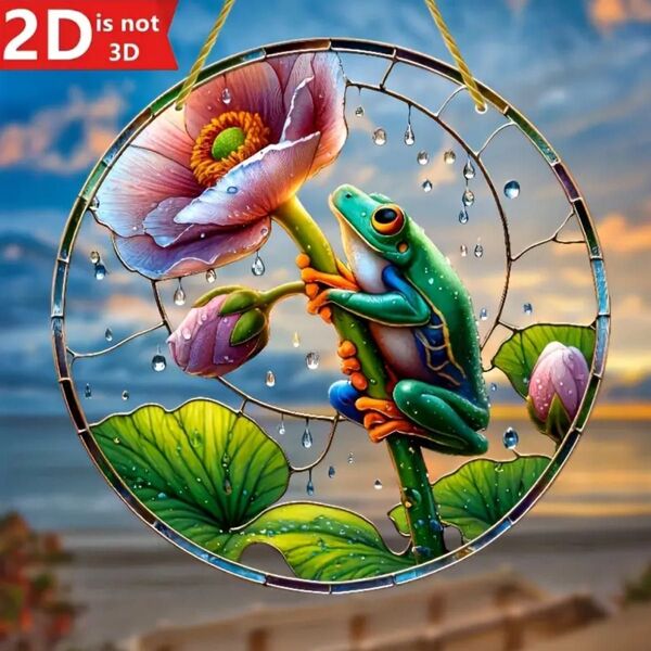カエル サンキャッチャー アクリル板 2D インテリア雑貨 新品未使用品 縁起物 蛙 かえる フロッグ