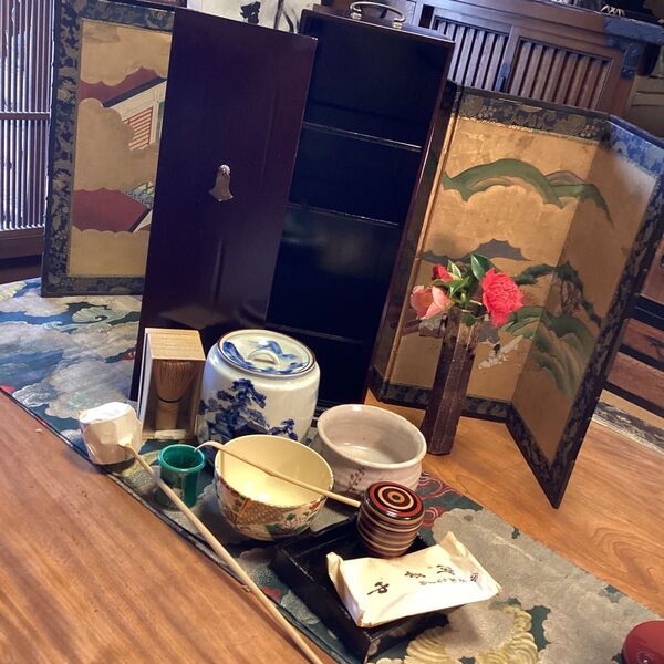A904 茶道具 高級塗箱短冊 京焼 お点前セット 10点揃