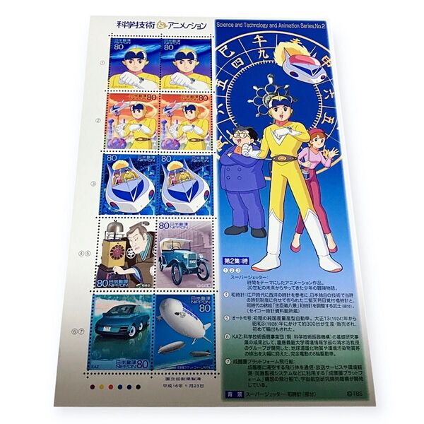 科学技術とアニメ・ヒーロー・ヒロインシリーズ 〜科学技術 & アニメーション〜 第2集: 時 切手シート
