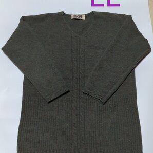 大きいサイズ LL ウール80% Vネック ニット セーター