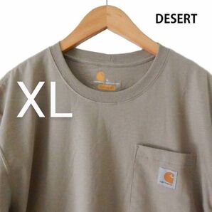 ■新品未使用【CARHARTT/カーハート】半袖Tシャツ、Desert、XL、ポケット付、左胸ロゴ
