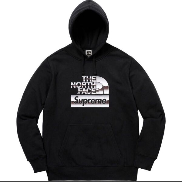 新品 Supreme × THE NORTH FACE Metallic Logo Hooded フーディ Box スウェット L