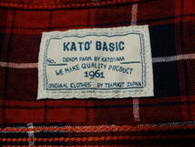 「送料無料」カトー/KATO`：KATO`Basic：KATOTOOLPROJECT♪リネン・麻100％：赤系長袖シャツ＊サイズS_画像7