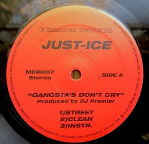 2002 Just Ice / Gangsta's Don't Cry / Just Rhymin' With Kane Feat Big Daddy Kane Pro DJ Premier プレミア Brooklyn NYC 絶版