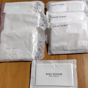 アメニティ ボディタオル6枚 ボディスポンジ1枚